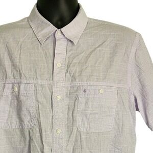 IZOD Saltwater Relaxed Classics Button Up Short Sleeve Shirt Purple L‎